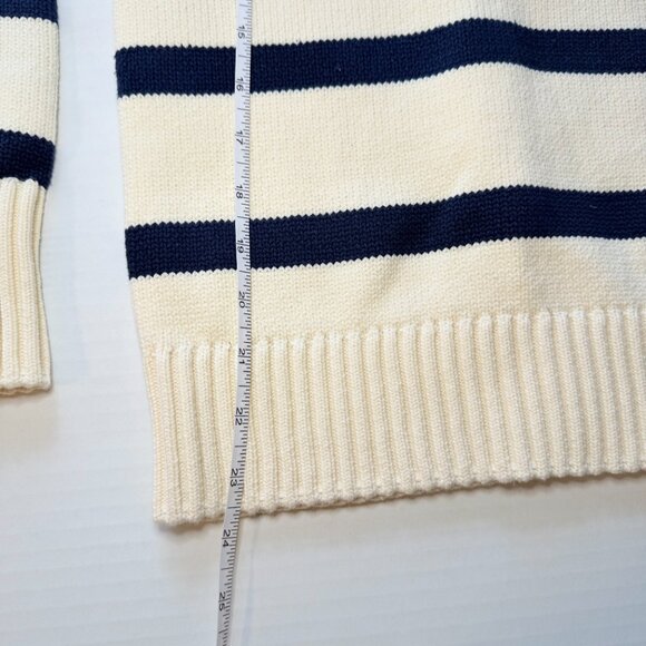 English Factory Striped V-Neck Sweater Cream Navy Heavy Knit NWT Size L - Picture 12 of 12